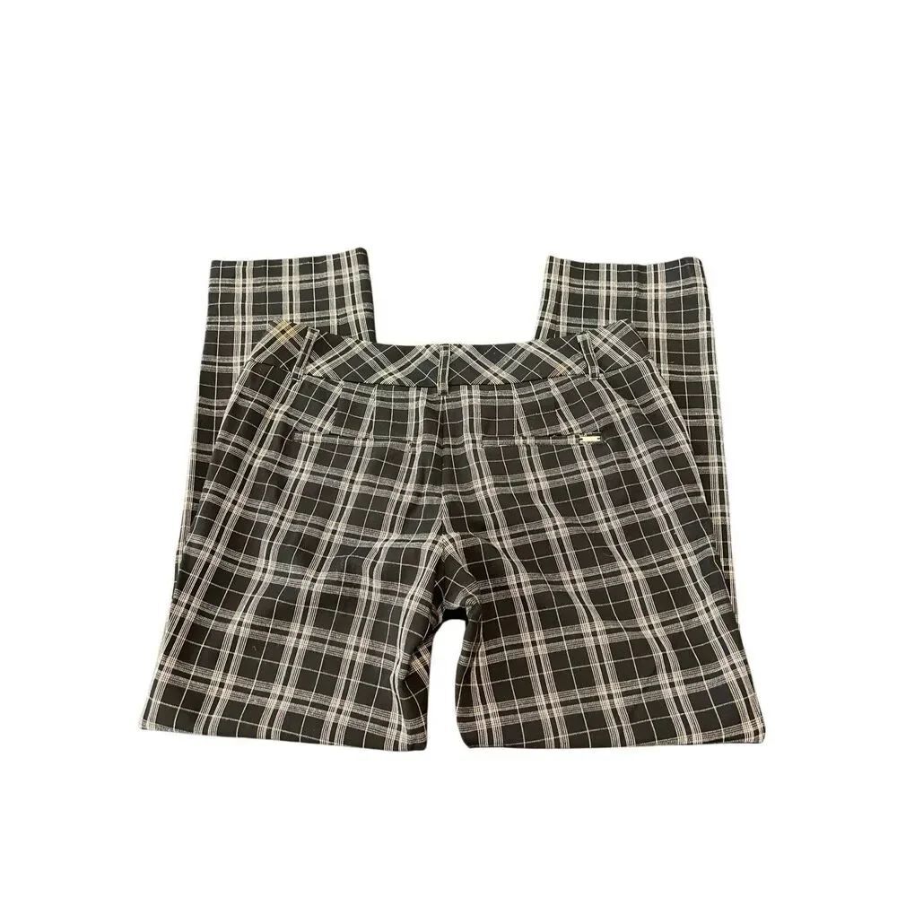 White House Black Market Women's Plaid Stretch Trouser Pants Black White Size 4R